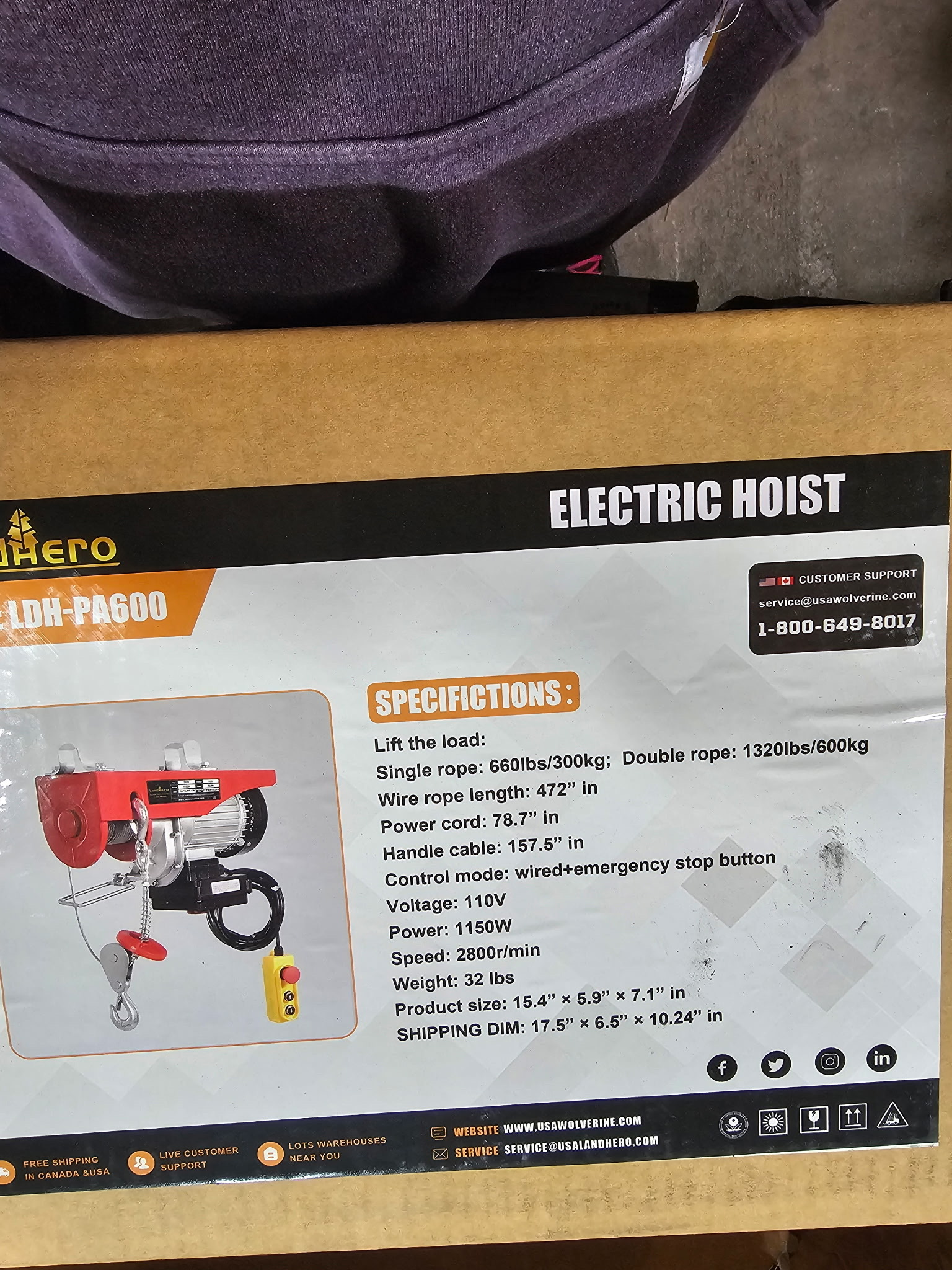 Landhero Electric Hoist LDH- PA600