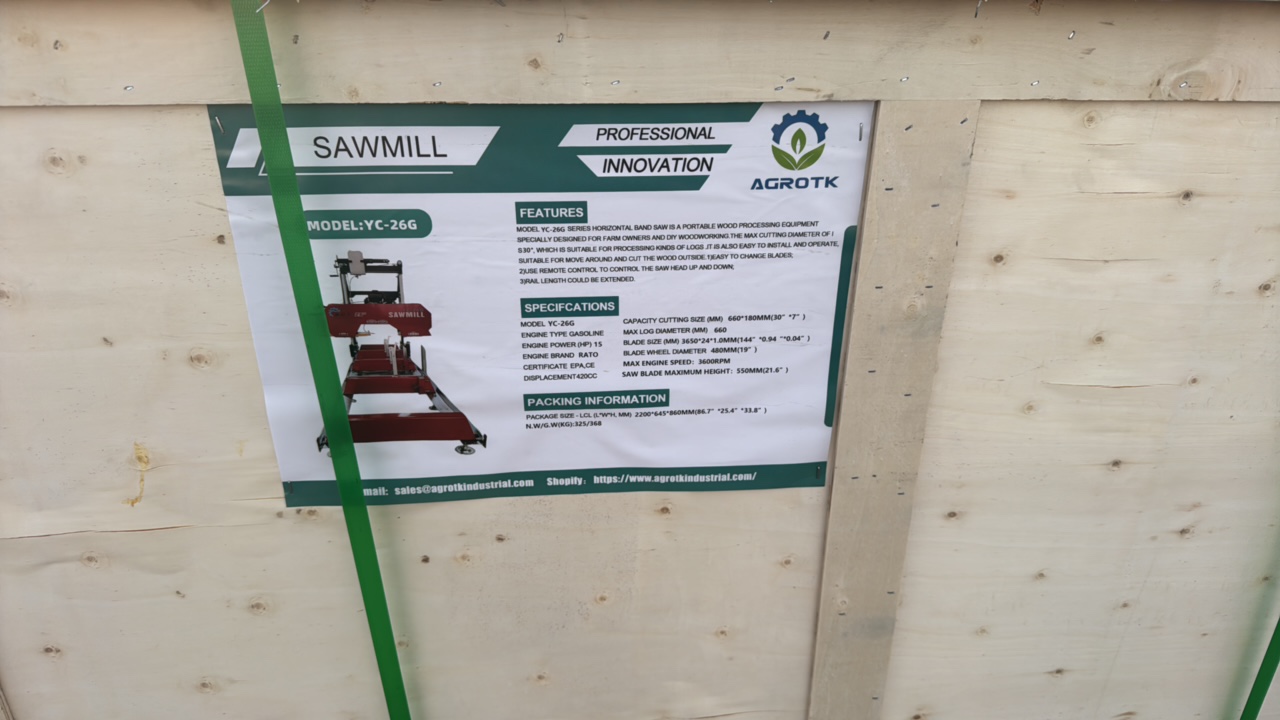 Portable SawmillAGT2026UnusedYC-26G