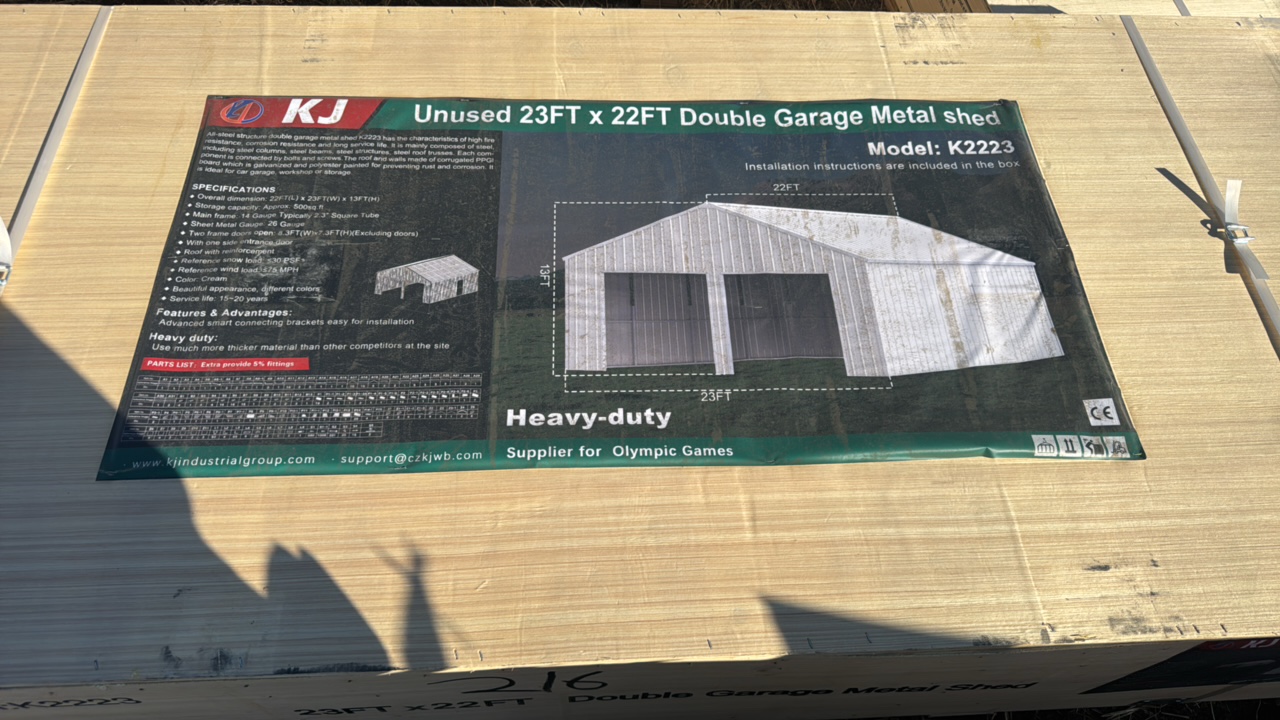 2025 K2223 Unused 23ftx22ft Double Garage Metal shed