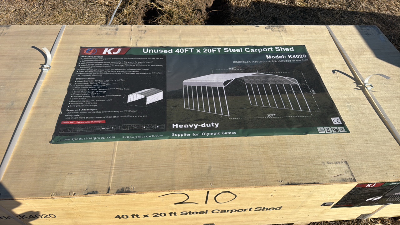 2025 K4020 Unused 40ft x 20ft SteeI Carport Shed