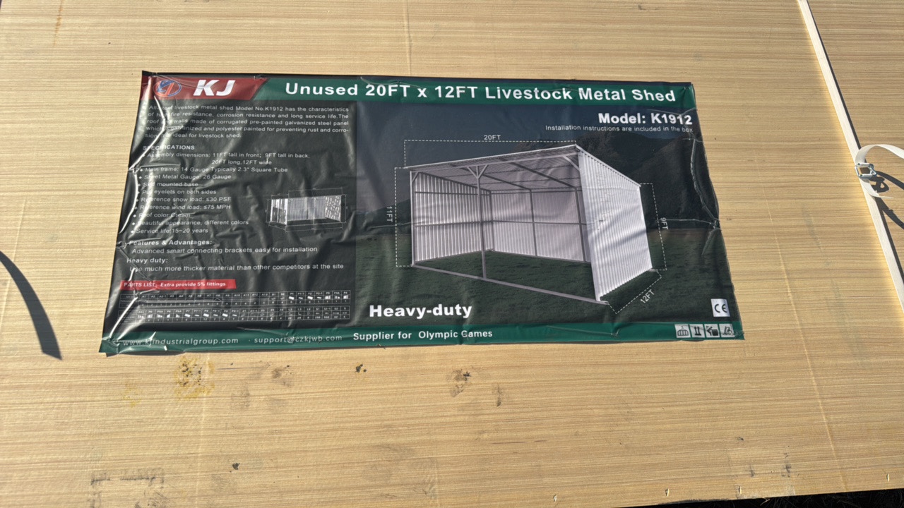 2025 K1912 Unused 20FTx12FT Livestock Metal Shed