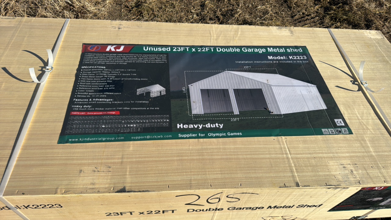 2025 K2223 Unused 23ftx22ft Double Garage Metal shed