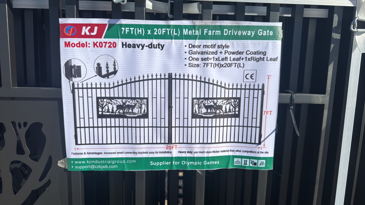 2025 K0720 Unused 7FT(H)x 20FT(L) Metal Farm Driveway Gate