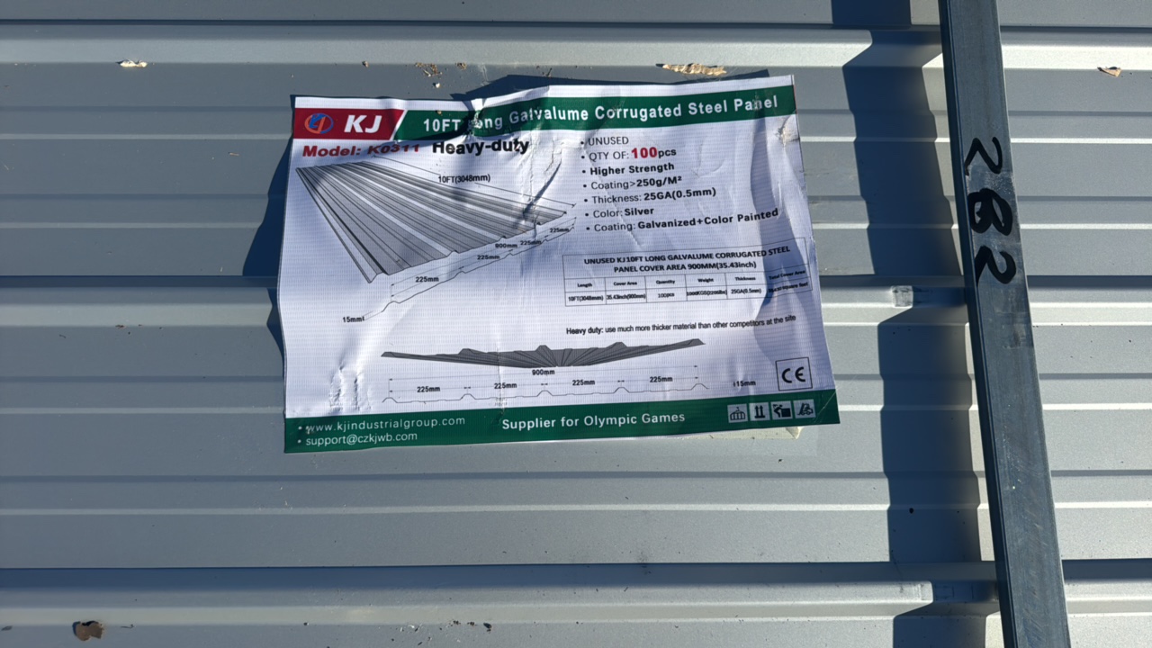 2025 K0311 Unused 10FT Long Galvalume Corrugated Steel Panel