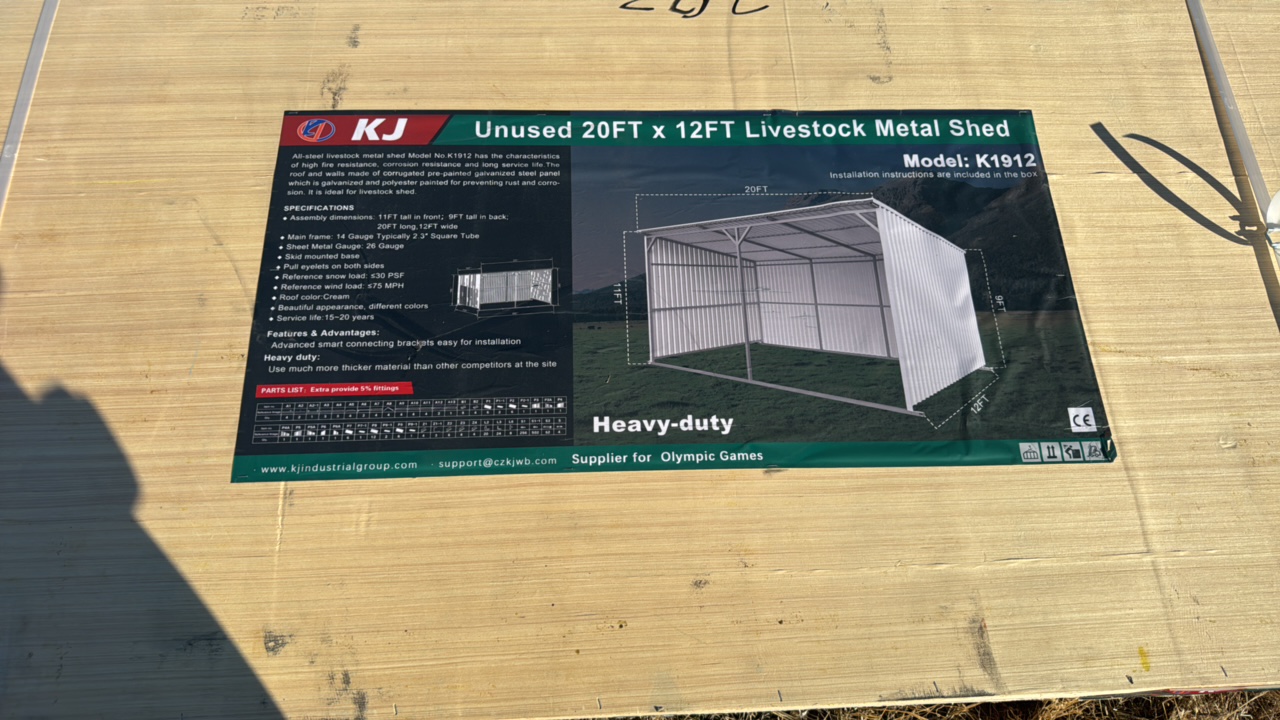 2025 K1912 Unused 20FTx12FT Livestock Metal Shed