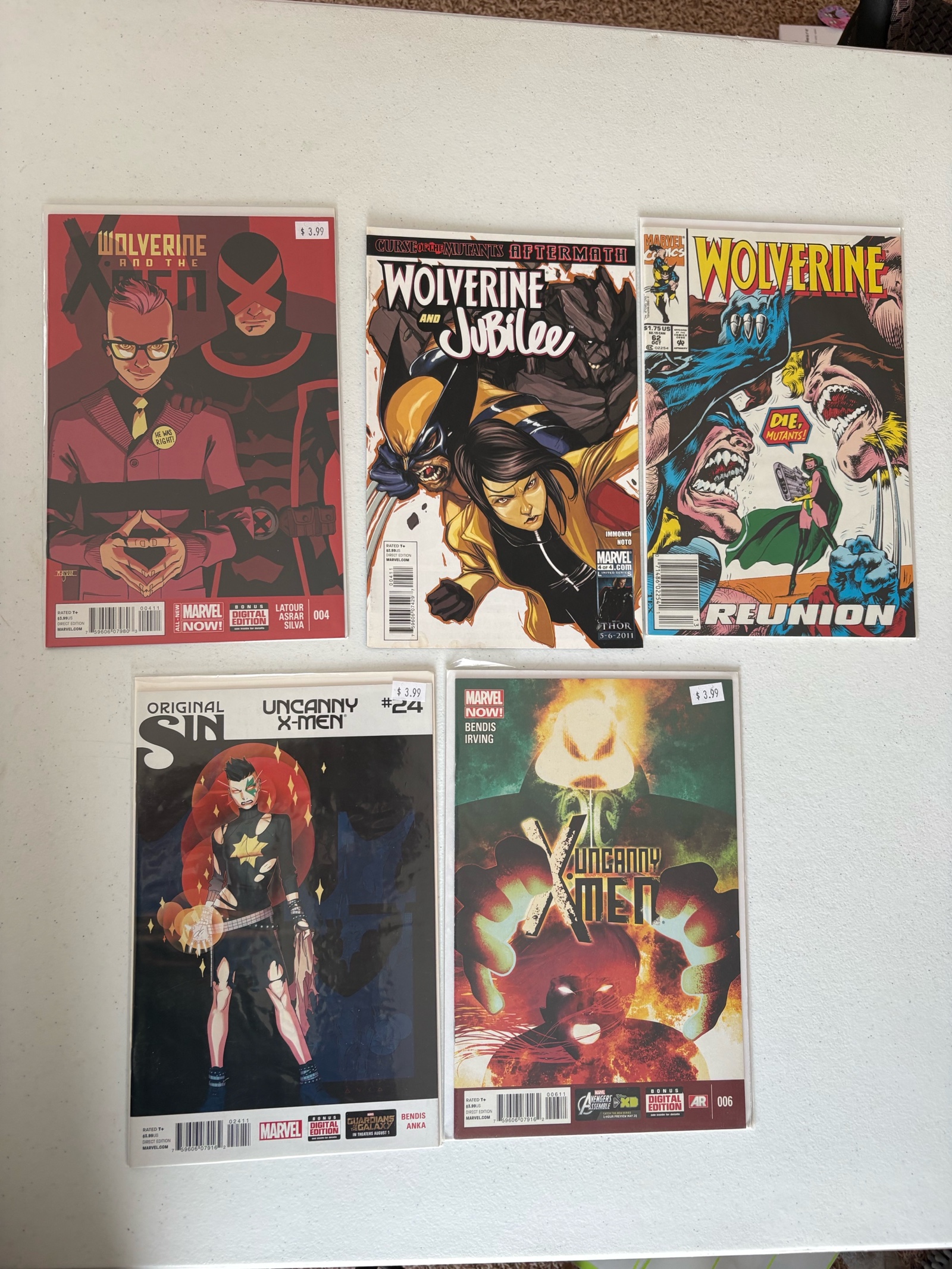 X-Men Comic Book Lot 5 Comics Marvel