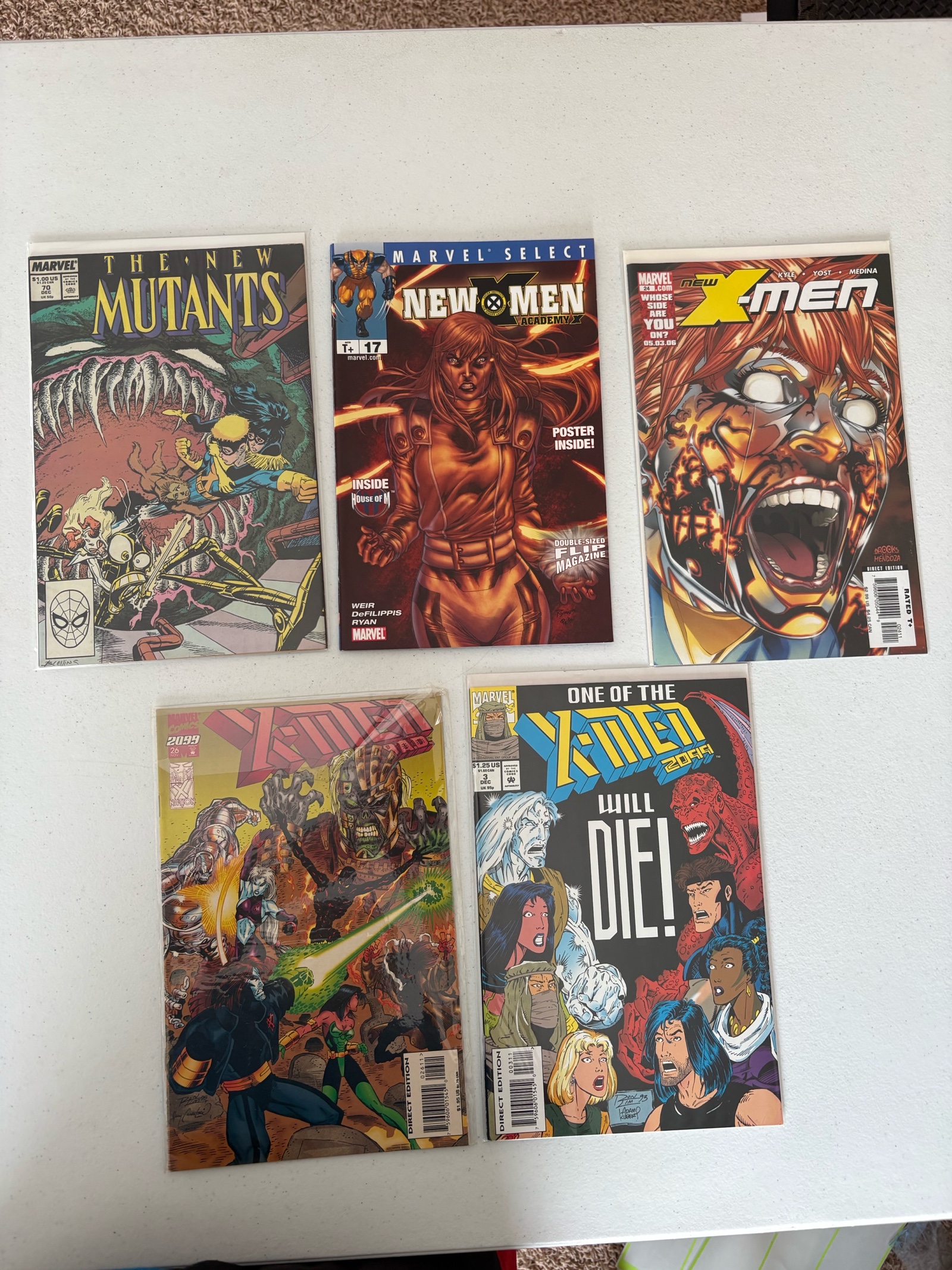 X-Men Comic Book Lot Marvel, 5 Comics Mix of Different X-Men Series