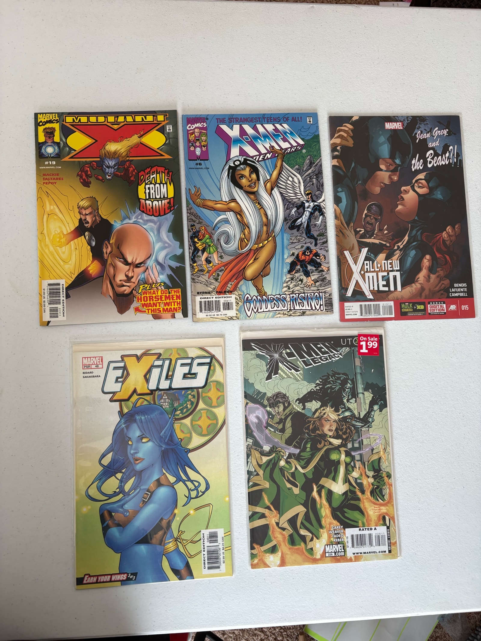 X-Men Comic Book Lot Marvel, 5 Comics Mix of Different X-Men Series