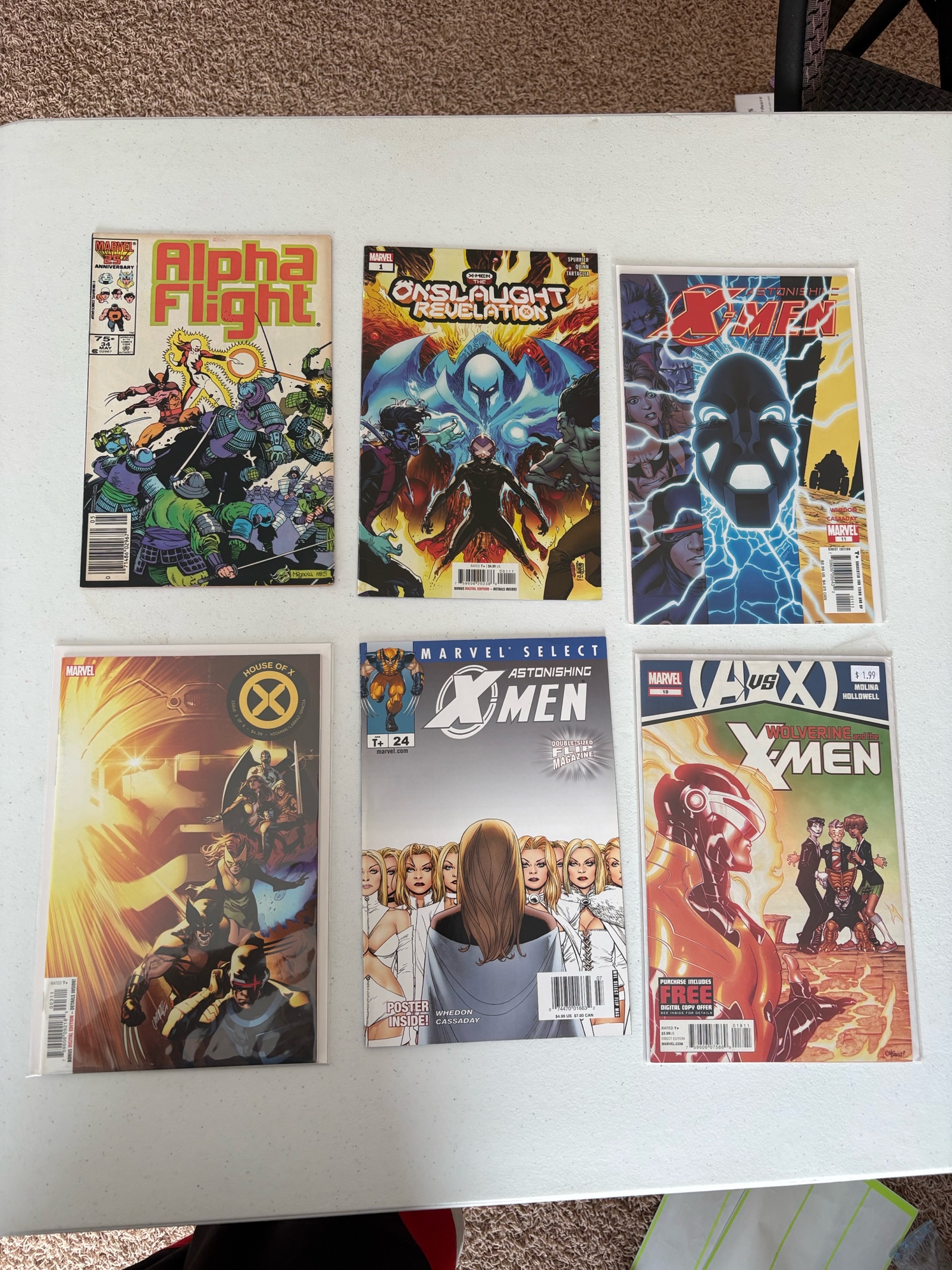 X-Men Comic Book Lot Marvel, 6 Comics Mix of Different X-Men Series