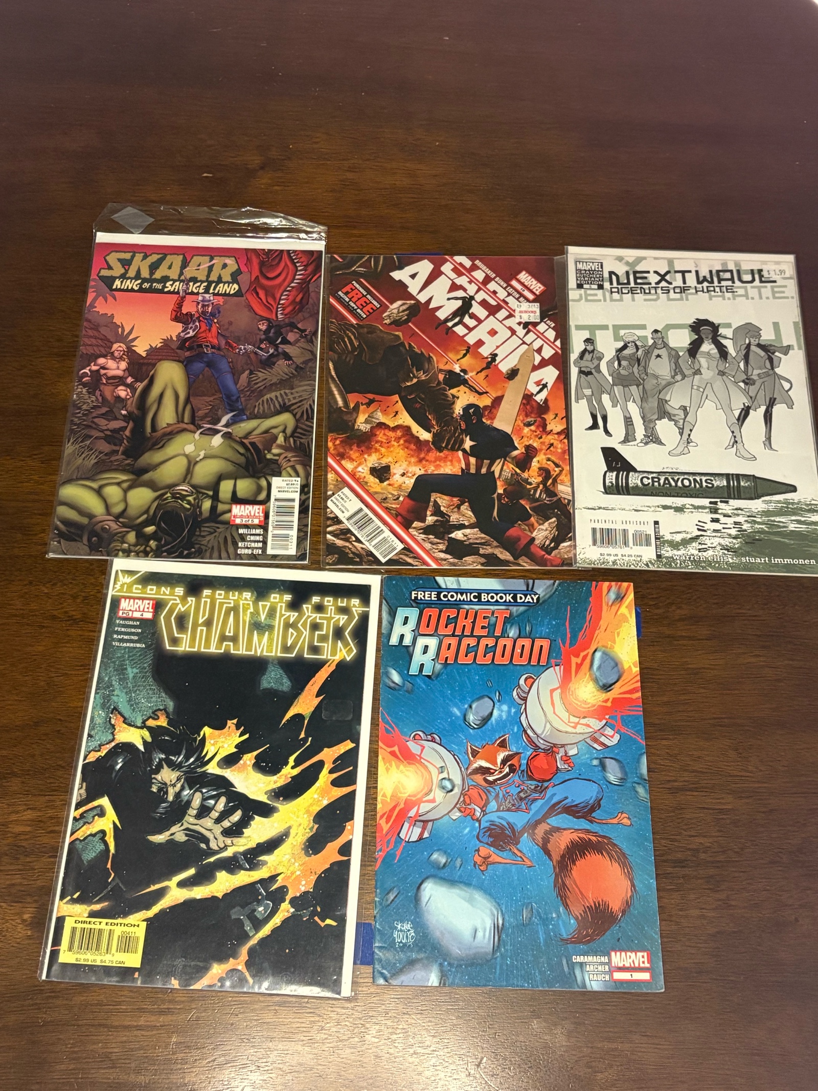 Marvel Comic Book Lot, Mix of Heroes, 5 Comic Books