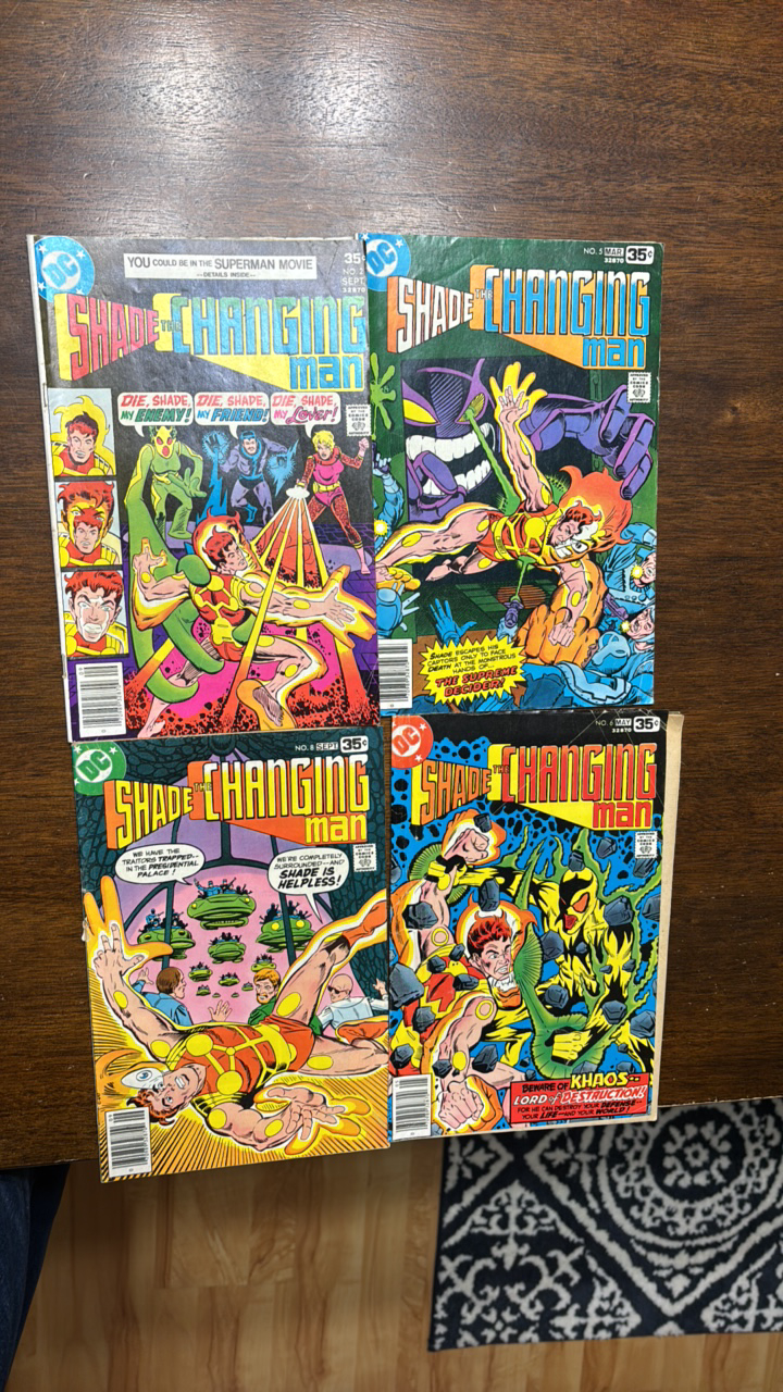 Shade The Changing Man Vintae Comic Book Lot, 4 Comics