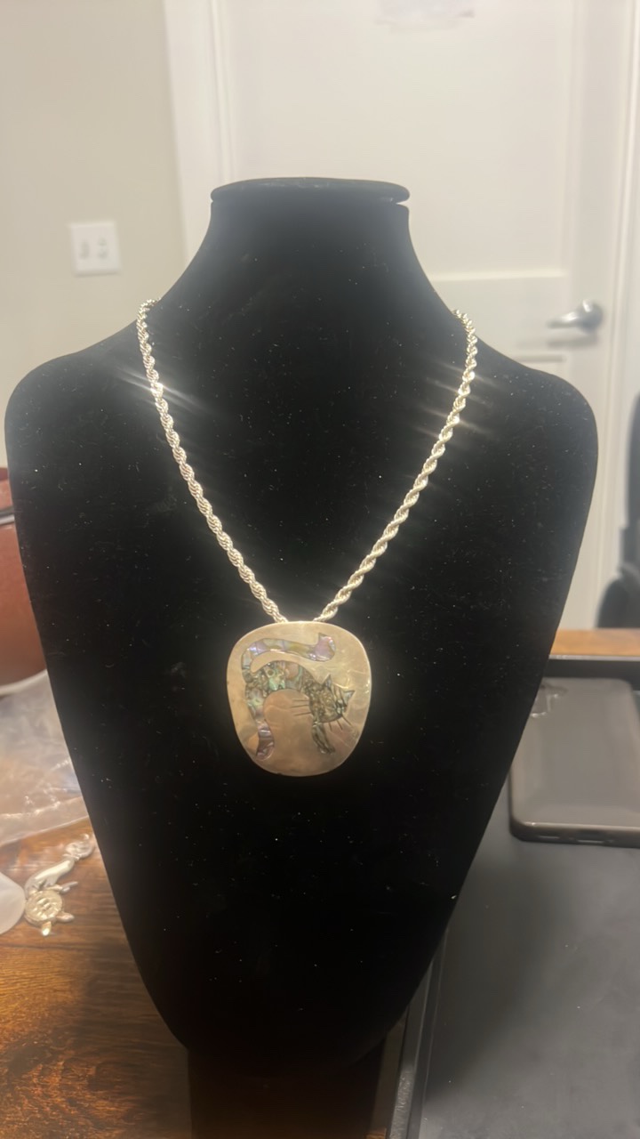 Sterling silver cat pendant and chain
