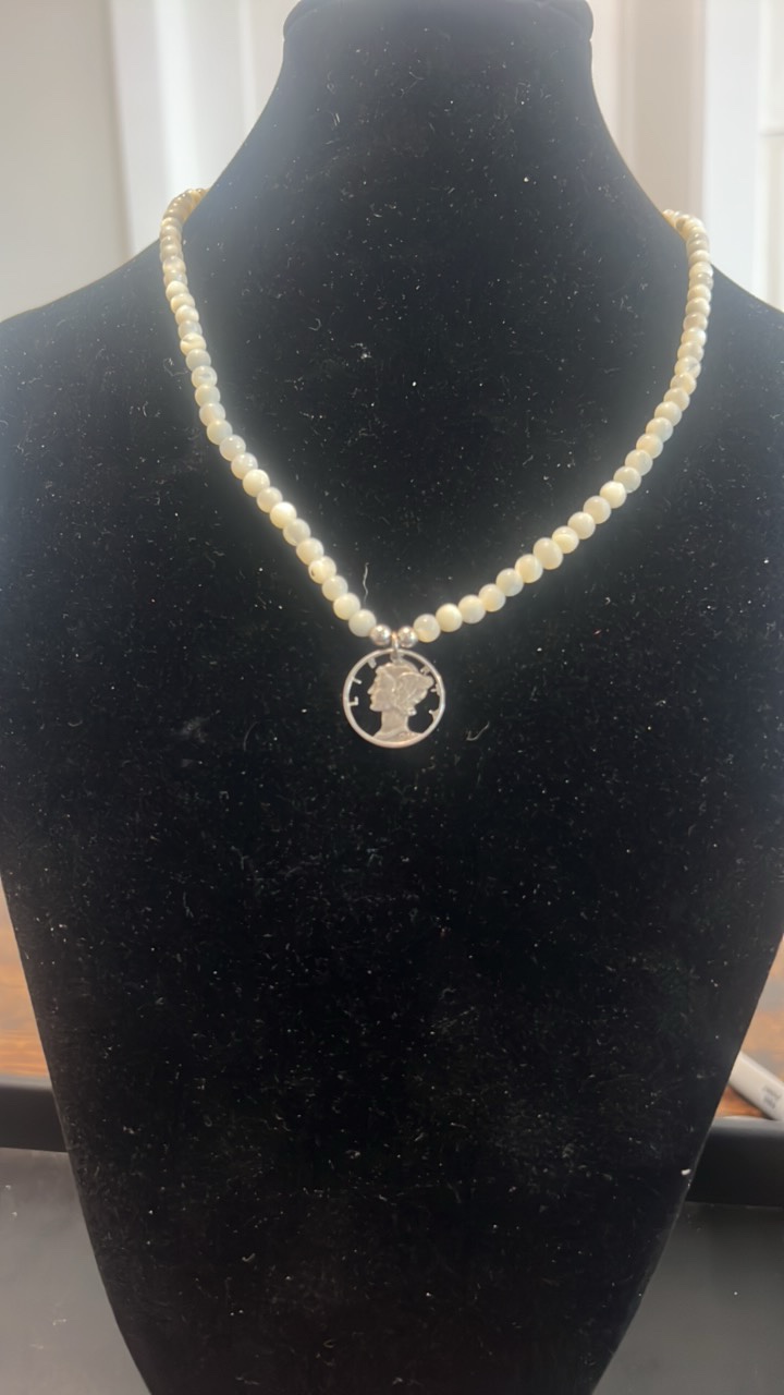 silver mercury dime necklace