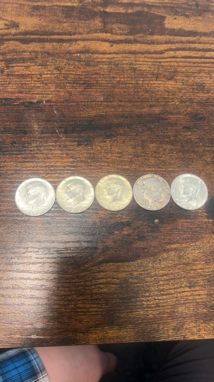 40% silver Kennedy half dollar lot of 5 1965-1969
