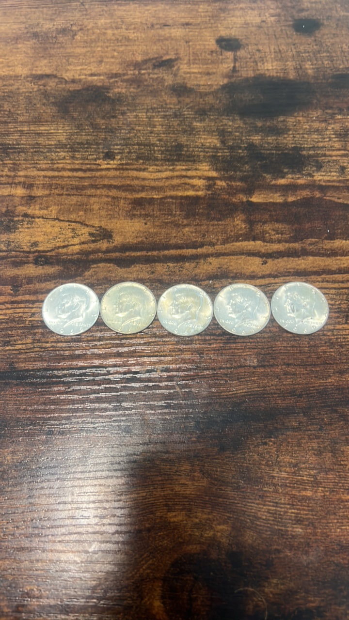 40% silver Kennedy half dollar lot of 5 1965-1969