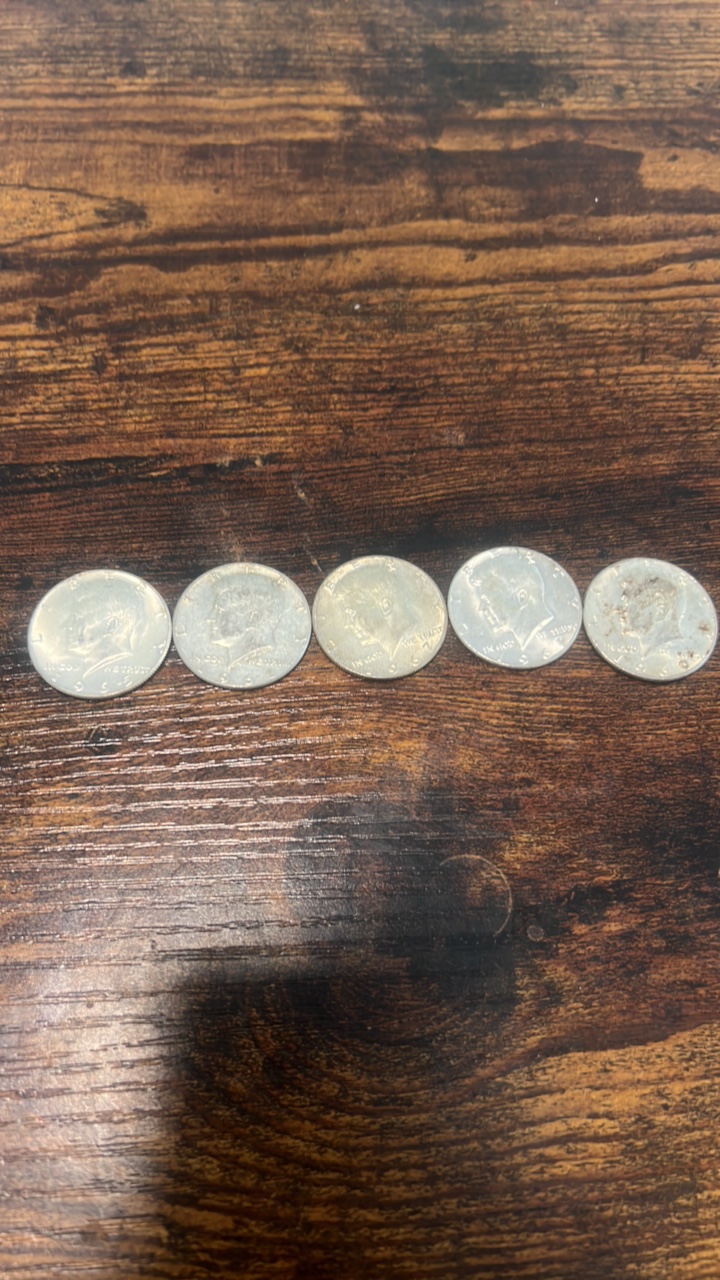 40% silver Kennedy half dollar lot of 5 1965-1969