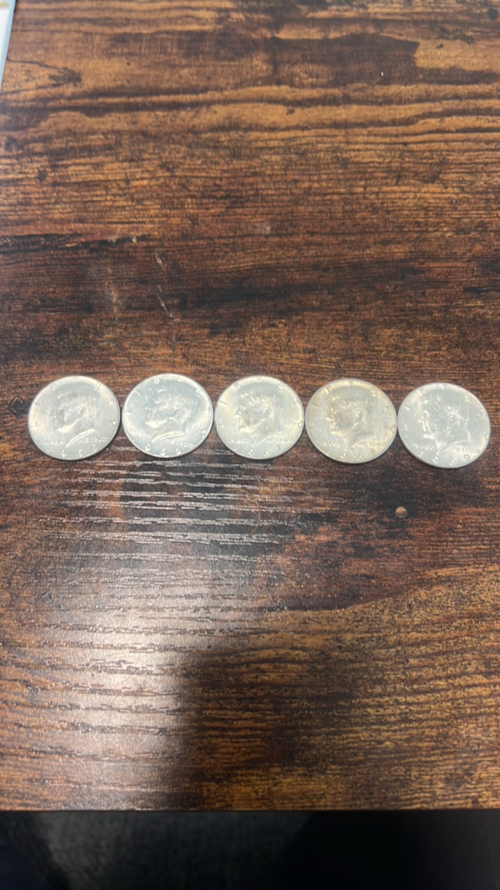 40% silver Kennedy half dollars lot of 5 1965-1969