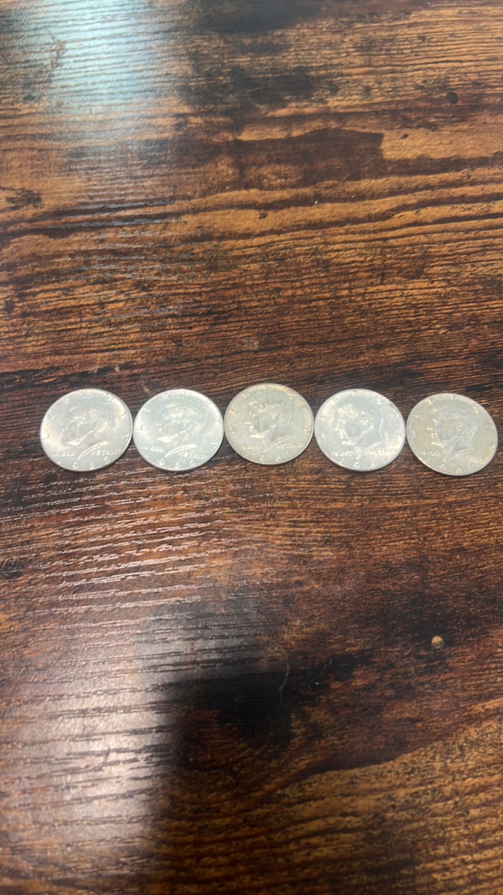 40% silver Kennedy half dollars lot of 5 1965-1969