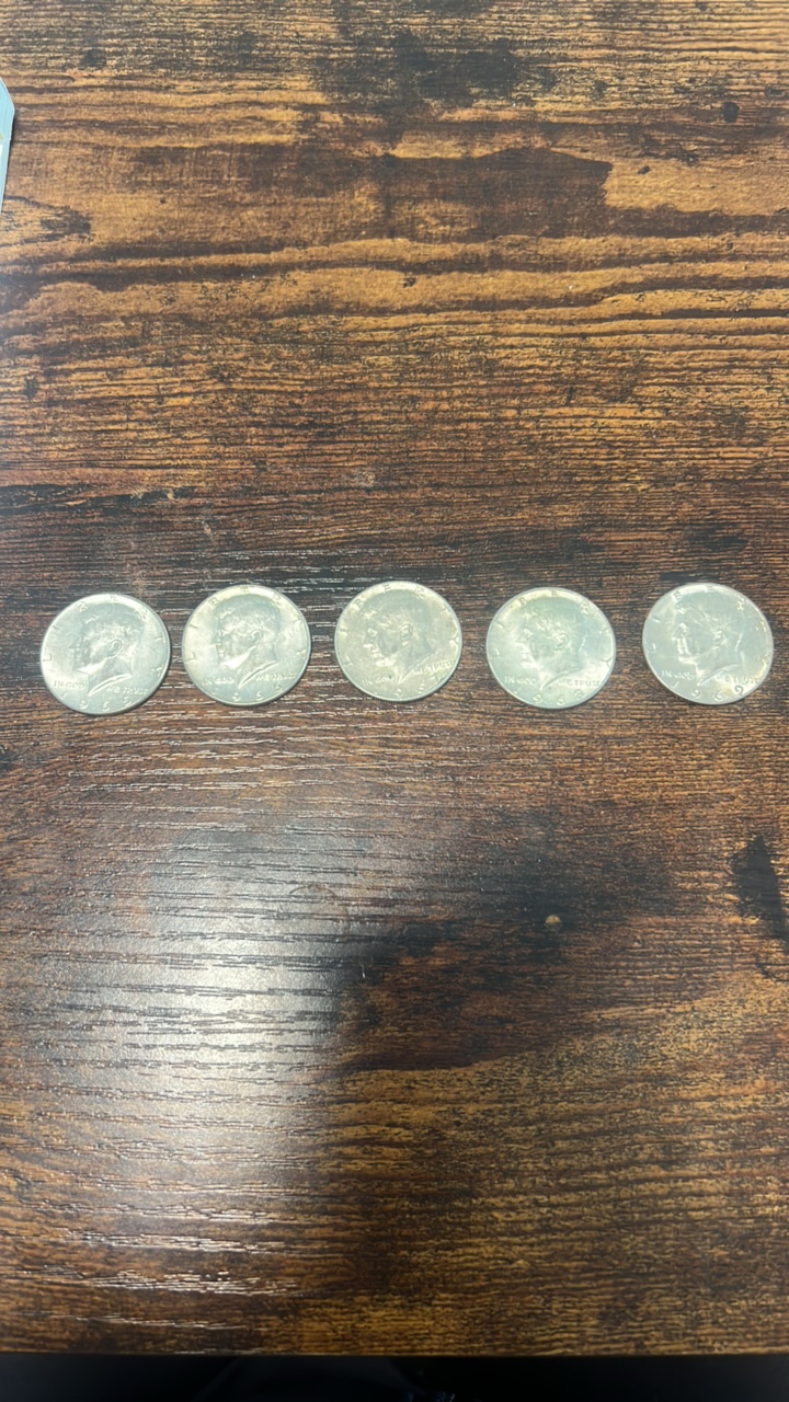 40% silver Kennedy half dollars lot of 5 1965-1969