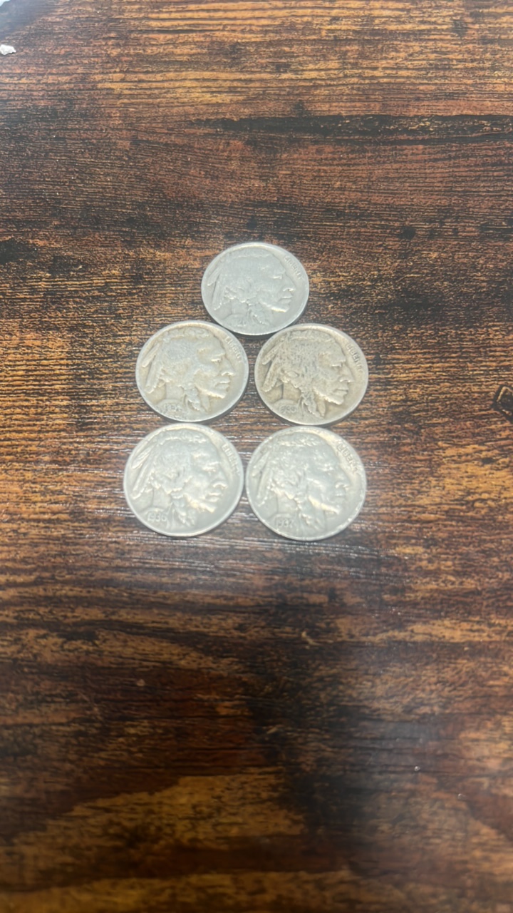 buffalo nickels lot of 5 1926-1937