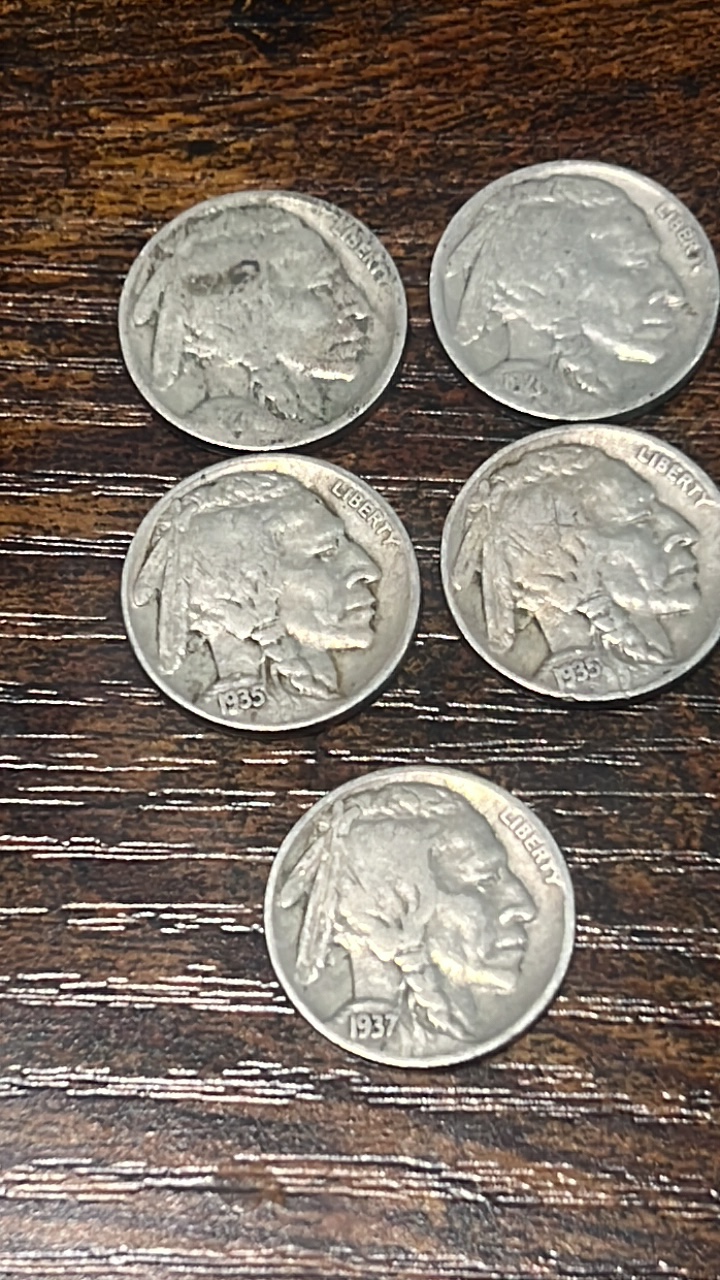 Buffalo nickels lot of 5 1927-1937