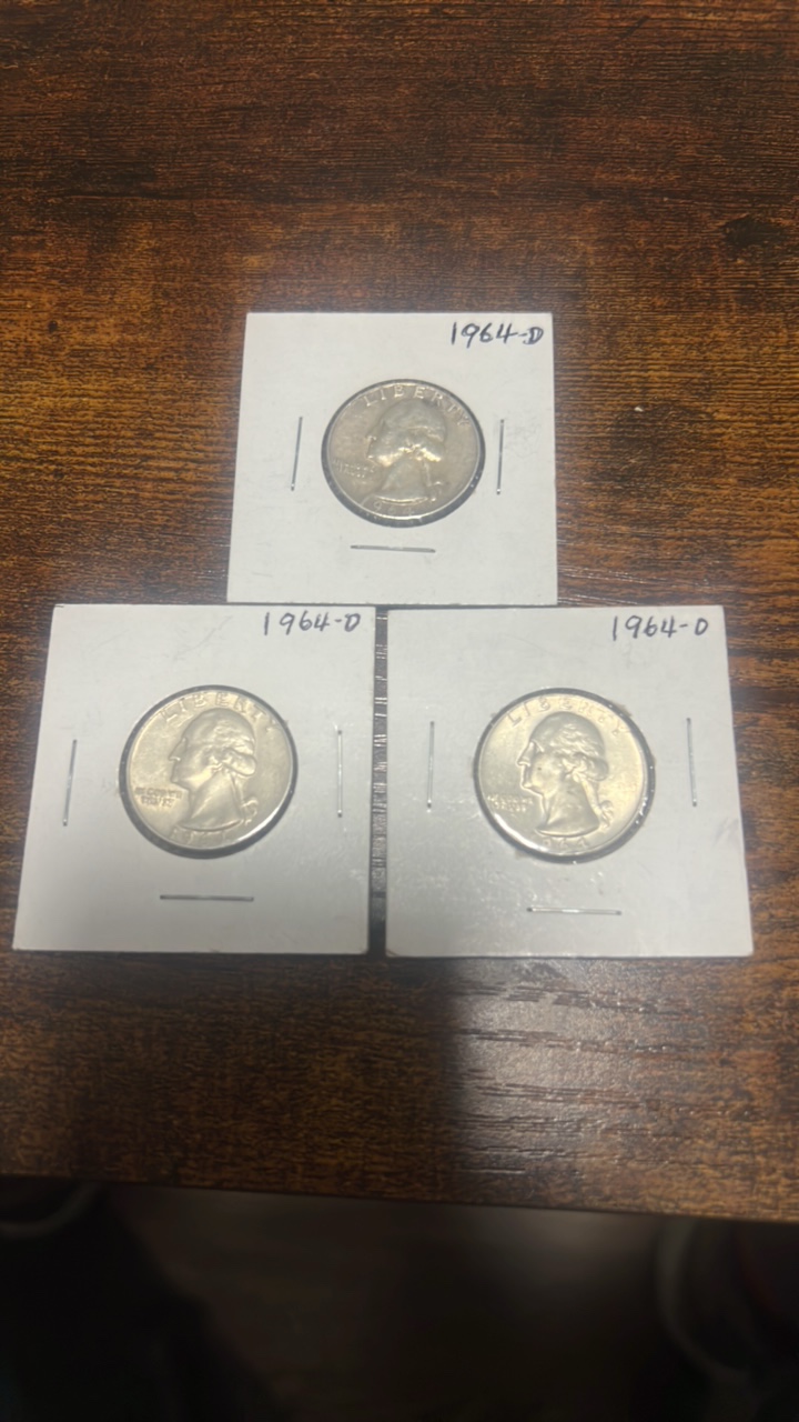 90% silver Washington quarter lot of 3