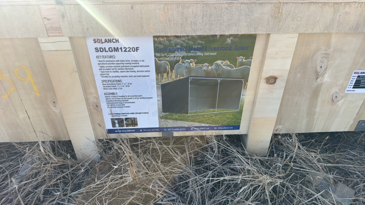 Galvanized Metal Livestock ShedSDLANCH2025UnusedSDLGM1220F