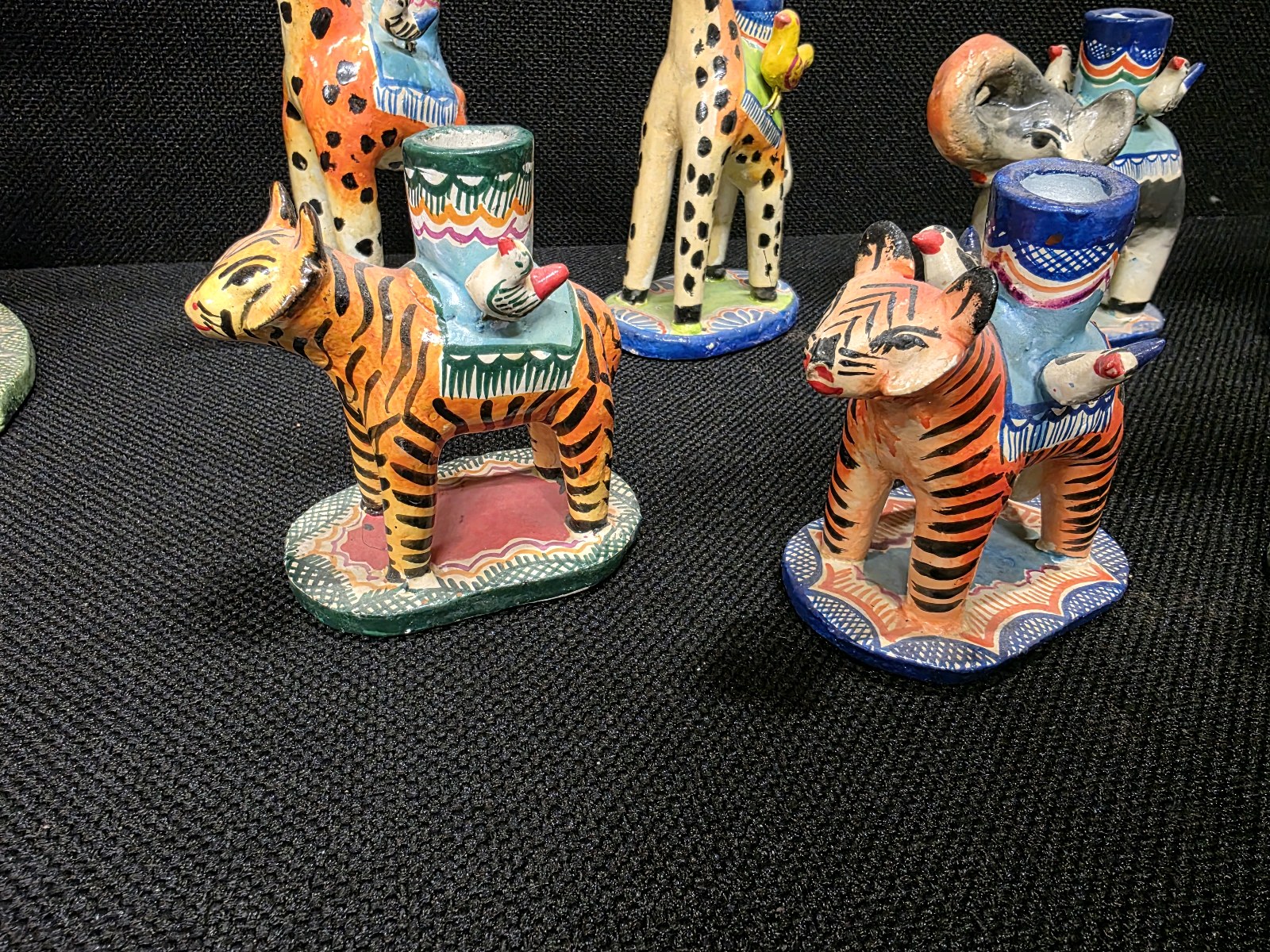 Vintage 1960s Hand-Painted Mexican Terracotta Candlestick Holders