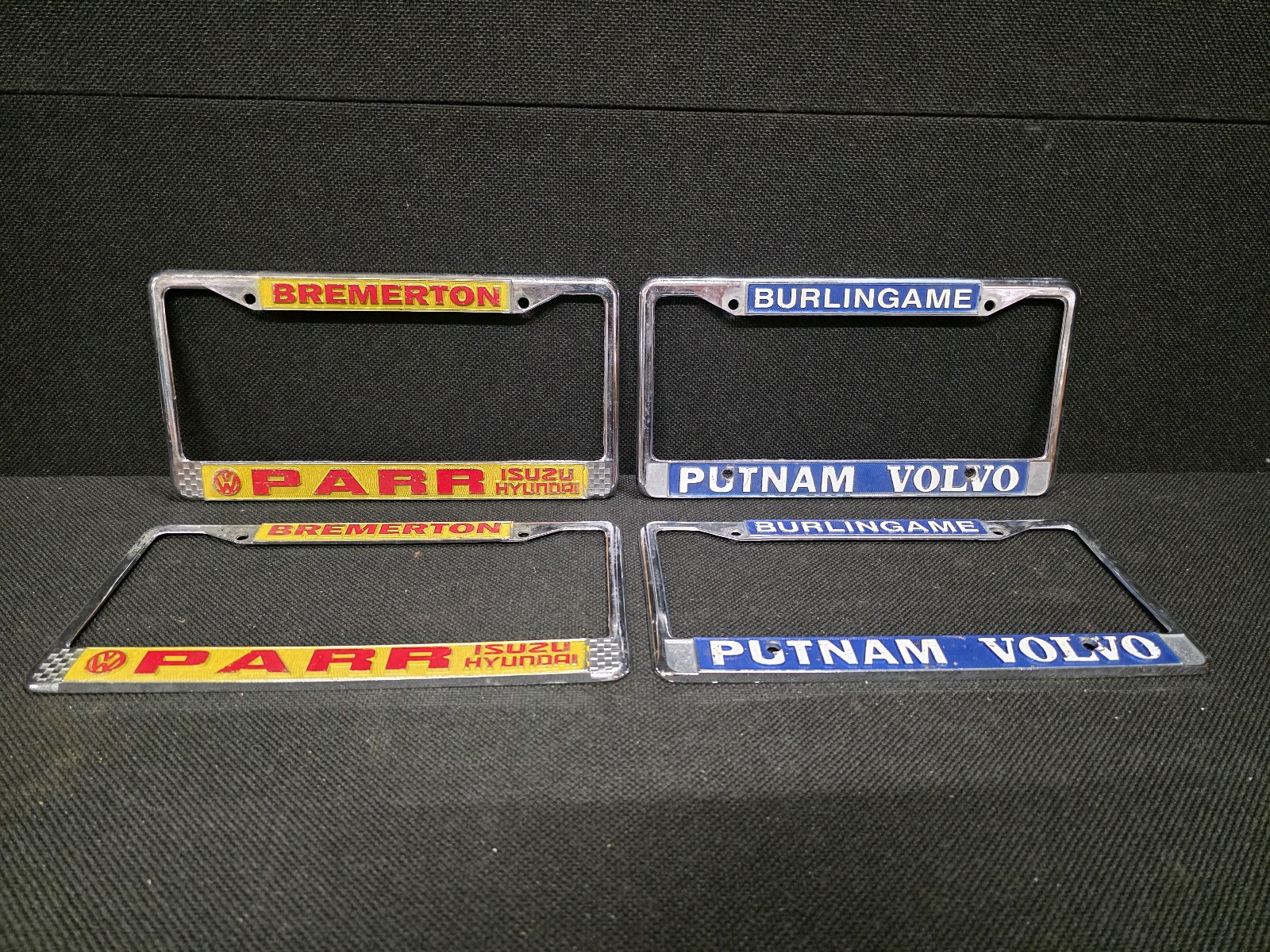 Vintage Chrome License Plate Frames ( VOLVO and ISUZU  HYUNDAI )