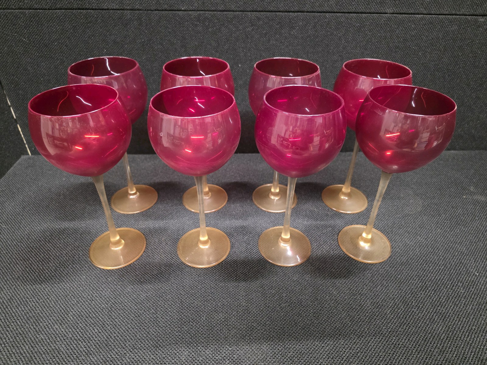 Set of 8 Lenox Holiday Gems Ruby Red Balloon Wine Glasses