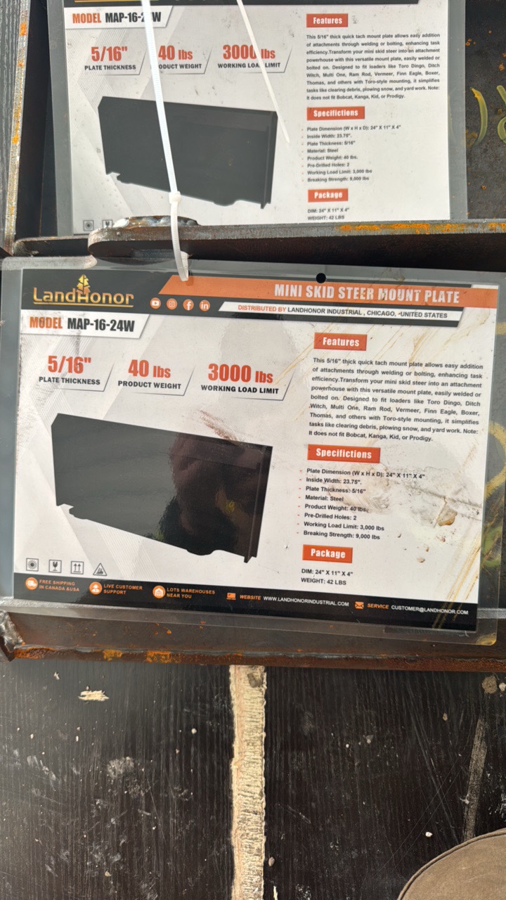 TORO Dingo Mount Plate - Heavy GaugeLandhonor2025UnusedMAP-16-24W