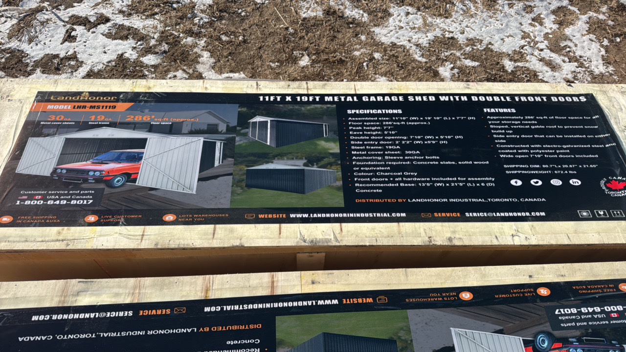 11ft x 19ft  Metal Garage Shed with Double Front DoorsLandhonor2025UnusedLHR-MS1120