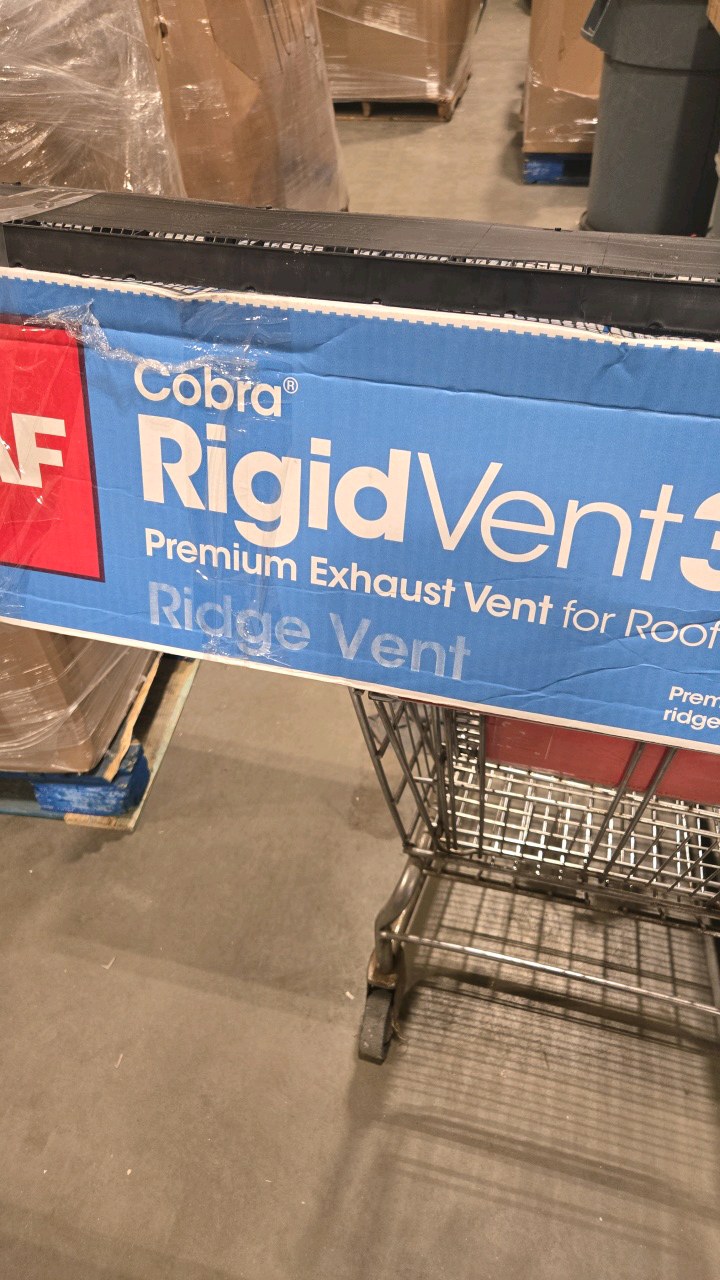 GAF Cobra Rigid Vent 3-9 in. x 48 in. in Black Plastic Roof Ridge Vent, Case