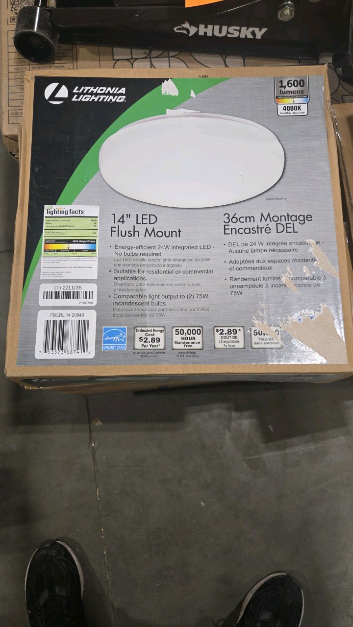 (5) Lithonia Lighting Contractor Select FMLRL 14 in. 24-Watt Integrated LED White 1600 Lumens 4000K Round Flush Mount Light
