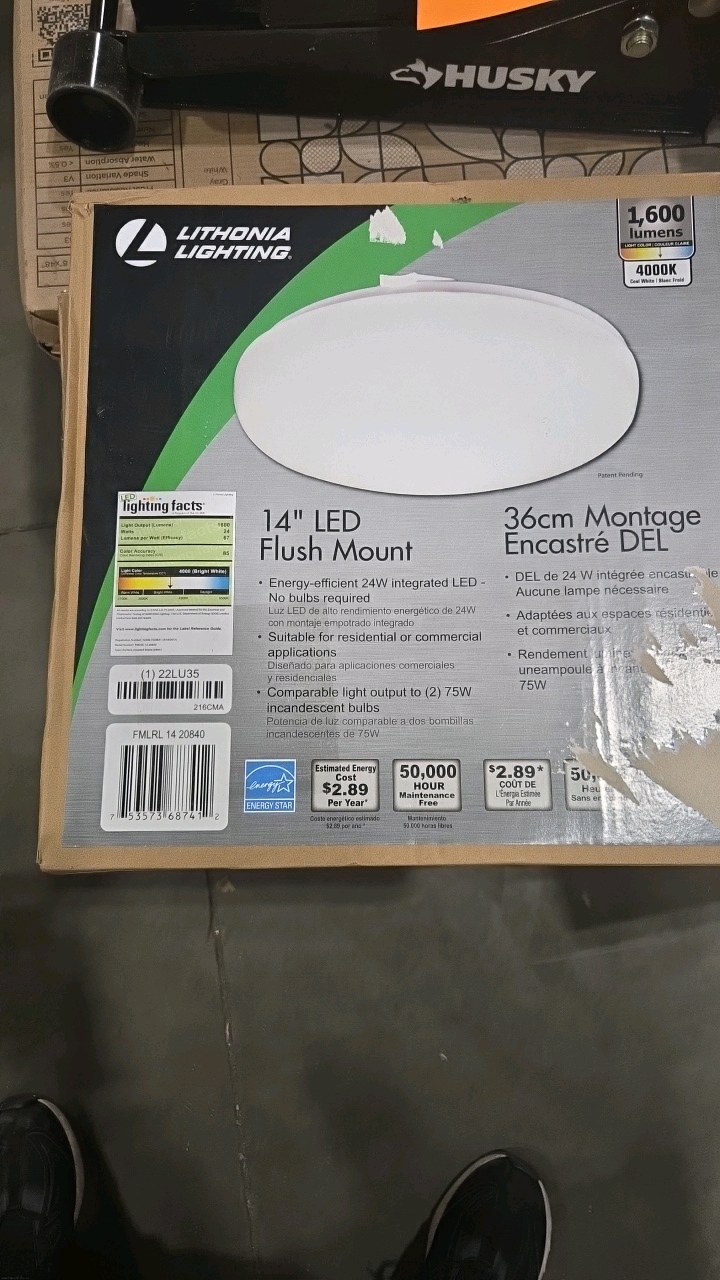 (5) Lithonia Lighting Contractor Select FMLRL 14 in. 24-Watt Integrated LED White 1600 Lumens 4000K Round Flush Mount Light
