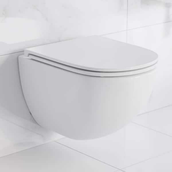 Swiss Madison St. Tropez Wall Hung Round Toilet Bowl Only 0.81.28 GPF Dual Flush in White