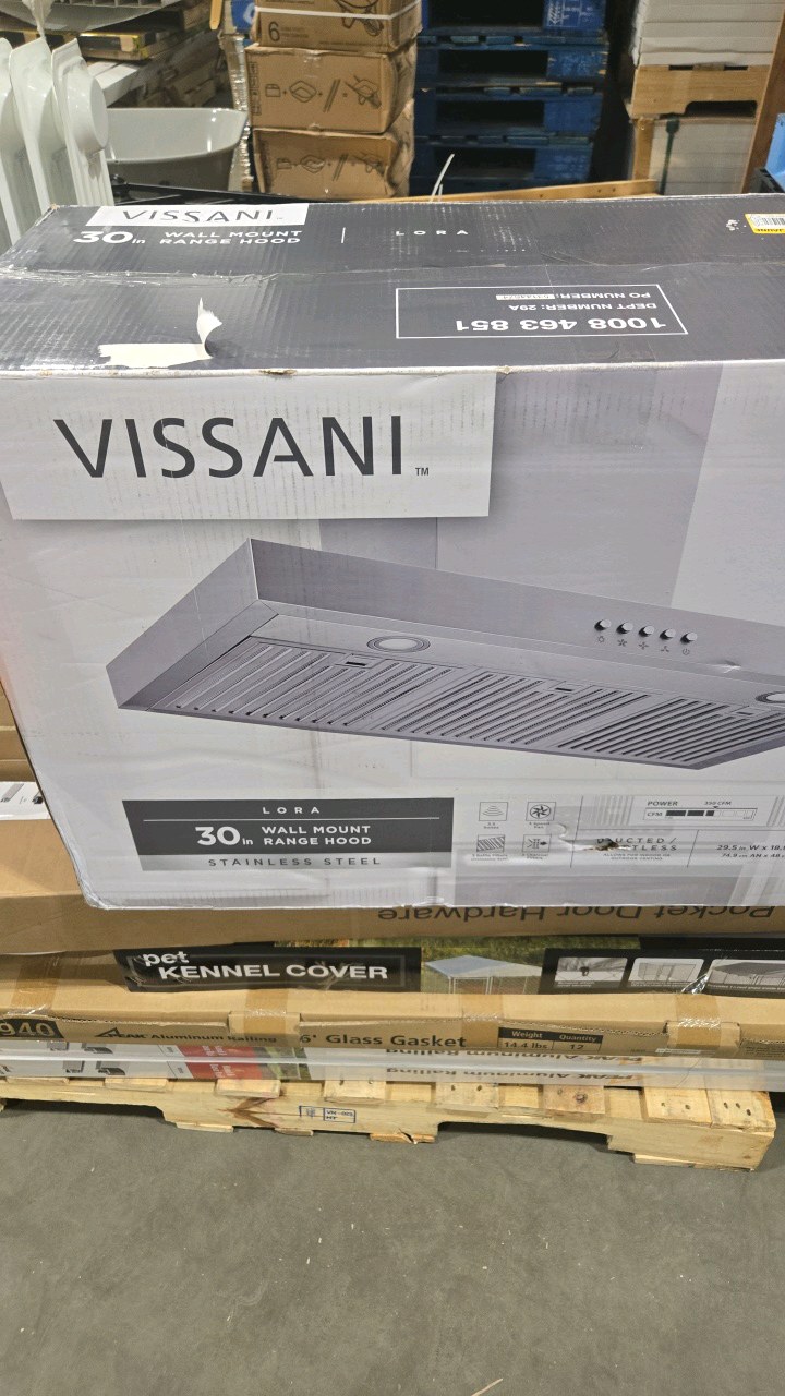 Vissani Lora 30 in. 350 CFM Convertible T-Shape Wall Mount Range Hood in Stainless Steel with Charcoal Filters and LED Lighting