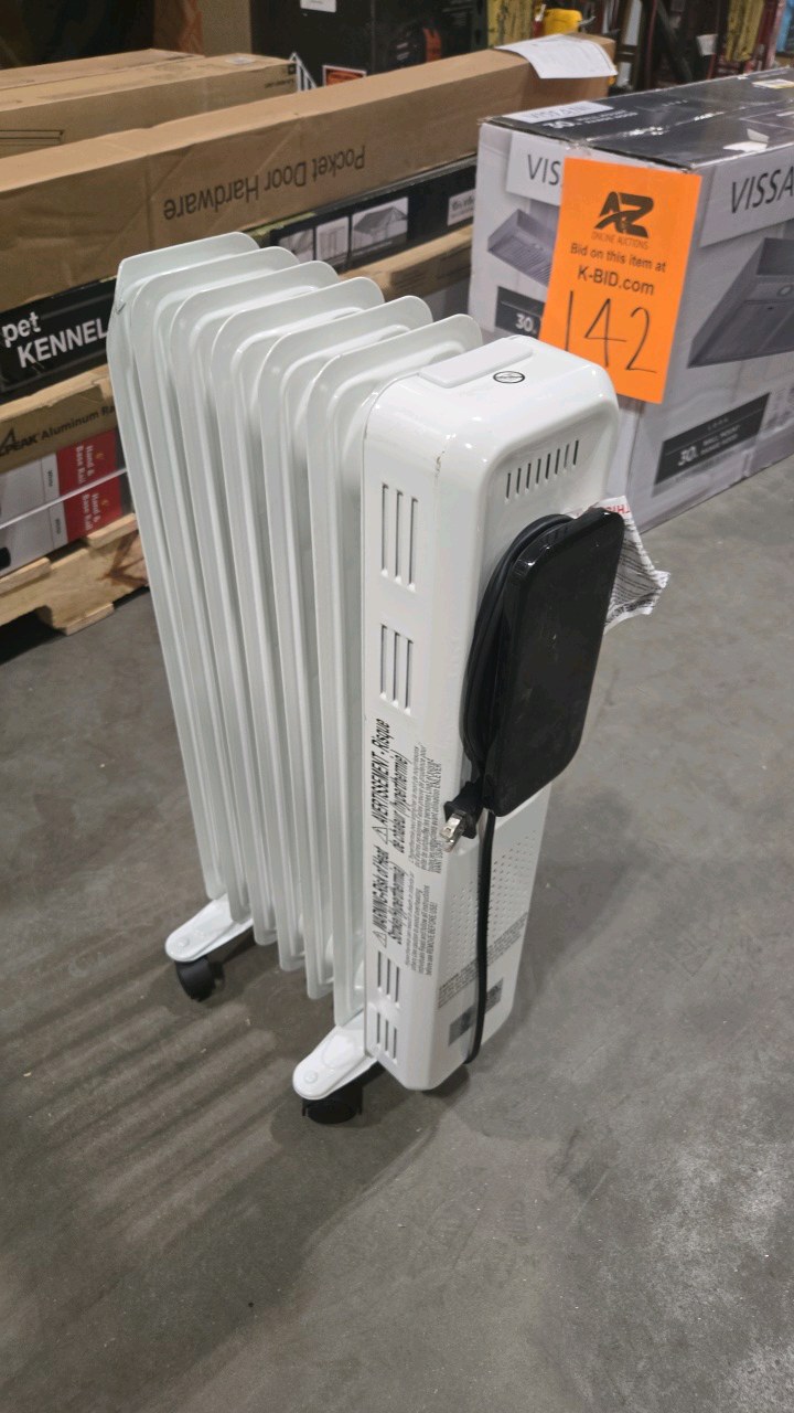 R.W.FLAME 1500W Portable Electric Oil Heater with LCD Display and Anti-Tip Protection in White