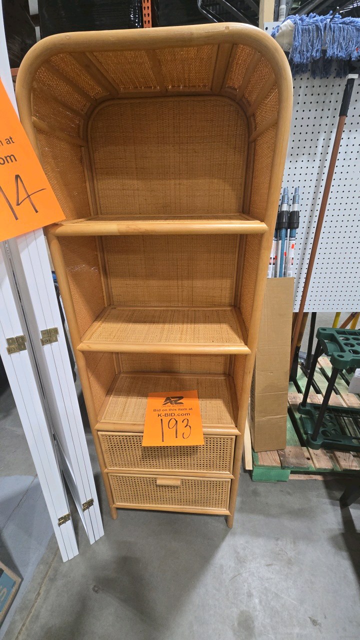 bali & pari Curacao 67.7 in. Tall Light Honey Rattan Wicker Bookcase