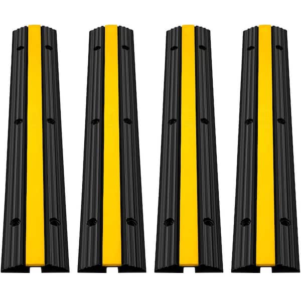VEVOR 1-Channel Rubber Cable Protector Ramps 22046 lbs. Loading Cable Wire Cord Cover Speed Bump (4-Pieces)