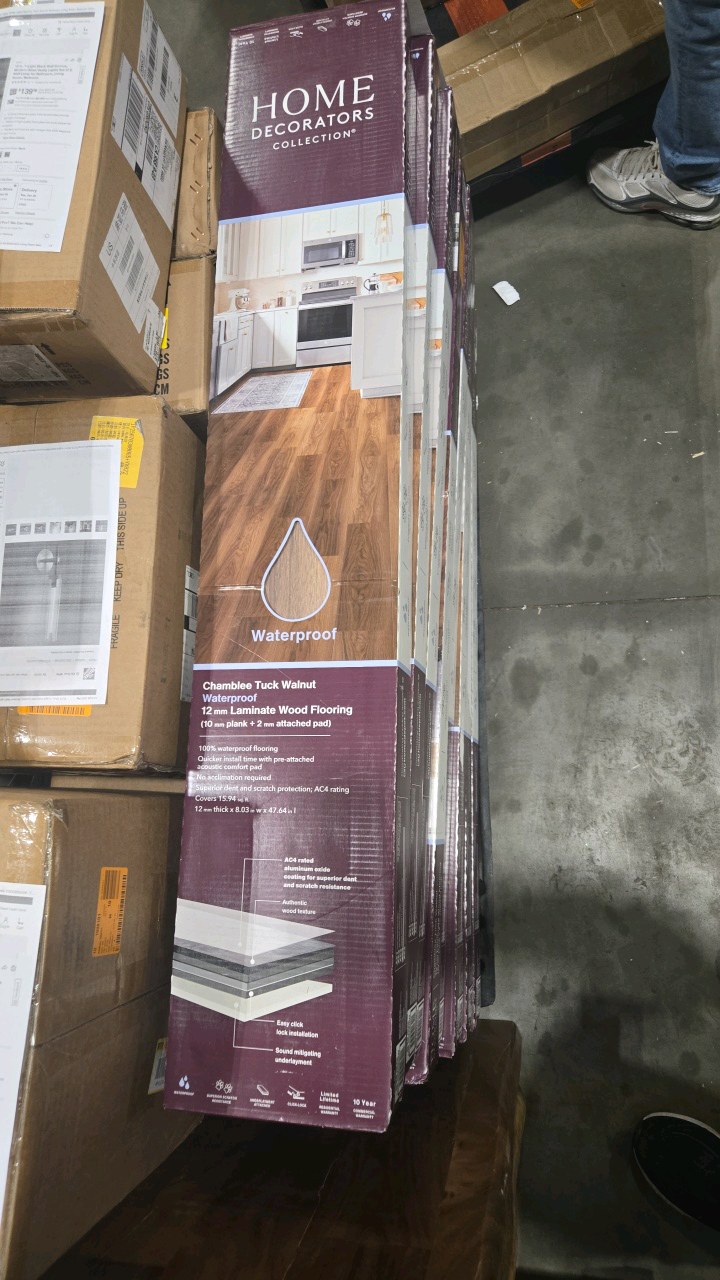 Home Decorators Collection Chamblee Tuck Walnut 12 mm T x 8.03 in. W Waterproof Laminate Wood Flooring (127 sqft)
