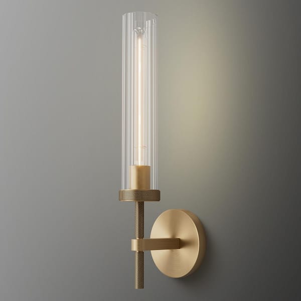 YUYI 19 in. 1-Light Gold Wall Sconce, Modern Wall Light with Glass Tube for Living Room, Dining Room (1-Sets)