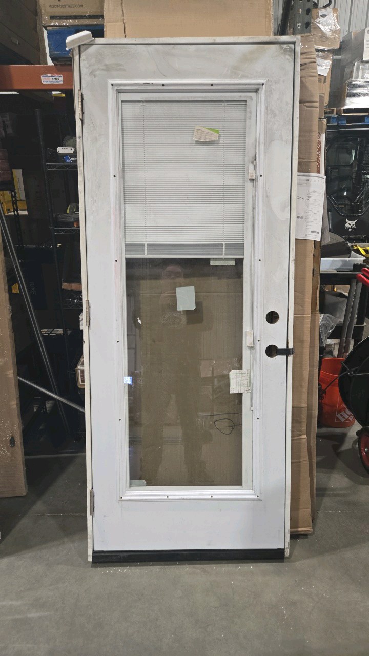 Masonite 32 in. x 80 in. Full Lite Mini Blind Right-Hand Inswing Painted Steel Prehung Front Exterior Door No Brickmold