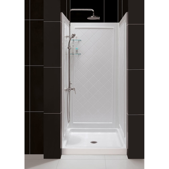 DreamLine QWALL-5 40-in x 34-in 3-Piece Glue To Wall White Side and Back Walls