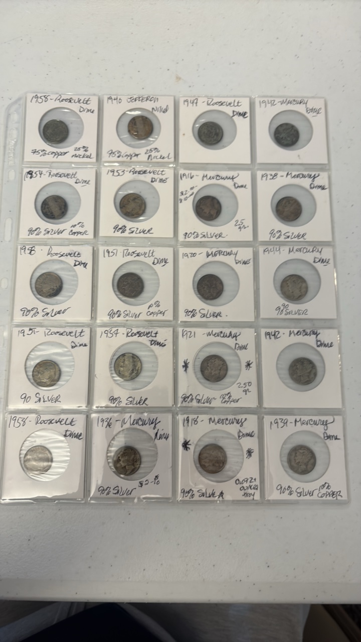 (20) MERCURY Dimes 1918-1958