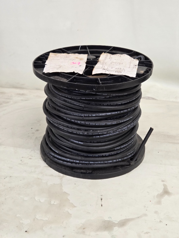 Spool of Southwire Royal Cord 16 AWG 2C Black Electrical Wire 600V