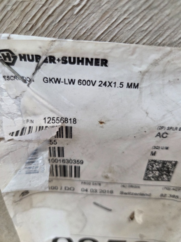 HuberSuhner GKW-LW 600V 24x1.5mm Electrical Cable Reel