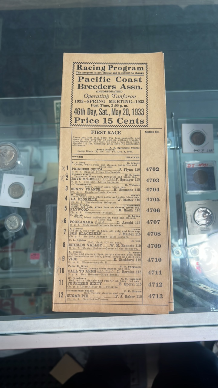 1933 racing program