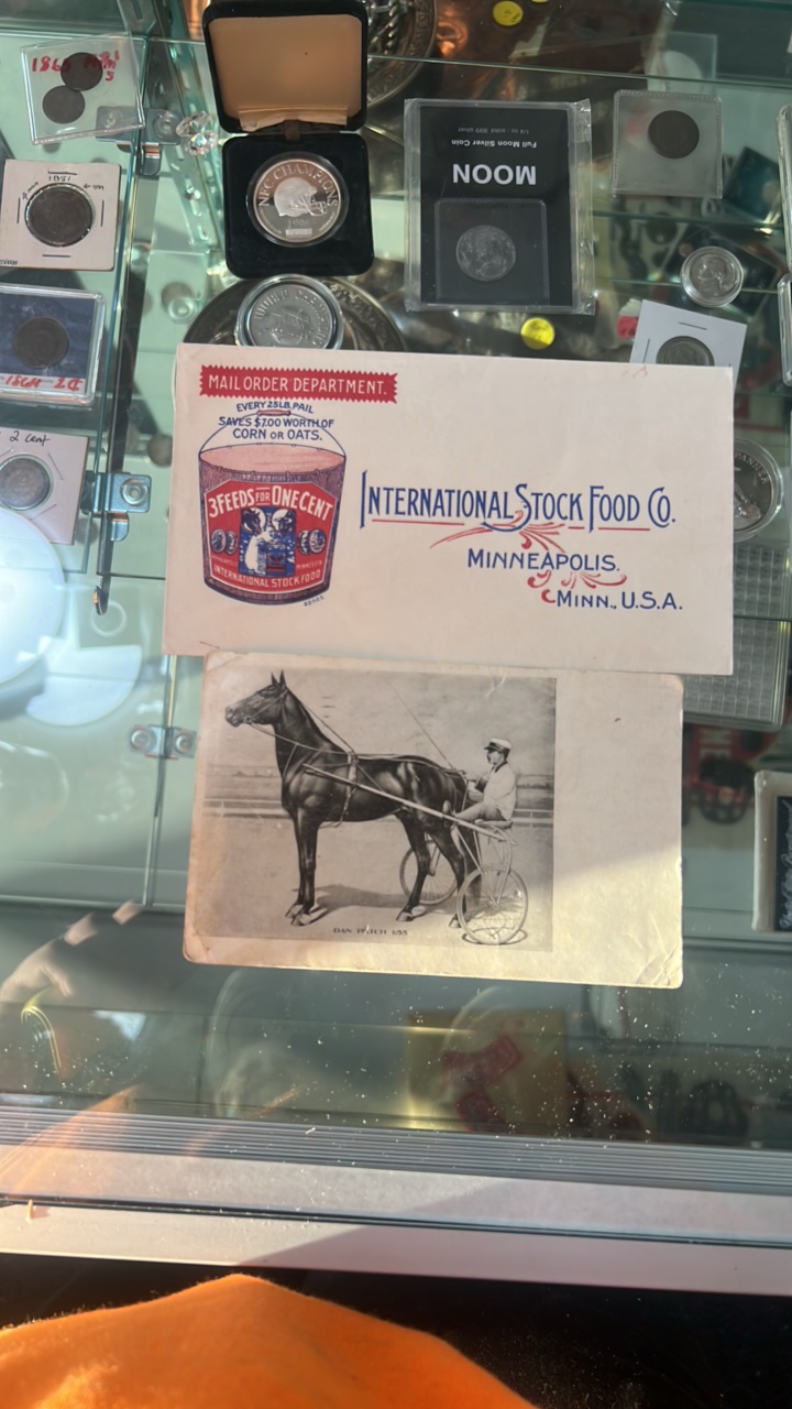 antique dan patch post card and envelope