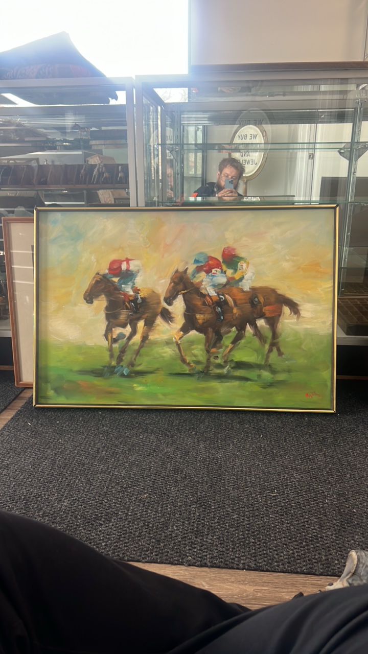 Kevin a Williams horse racing oil painting